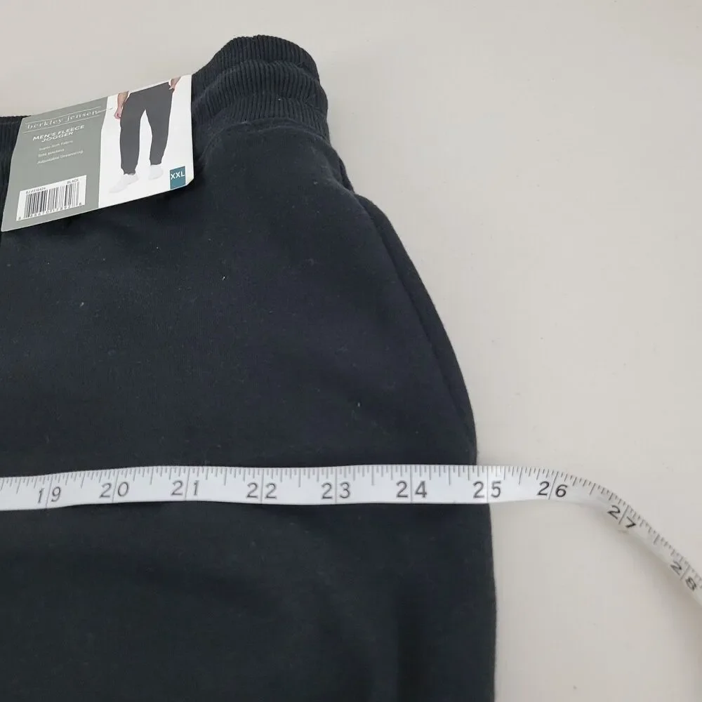 Berkley Jensen Mens Fleece Jogger Pants Drawstring Cotton Blend Black XXL NWT